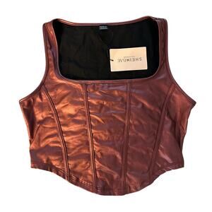 Rose Gold Metallic Corset Top - Size Large - NWT